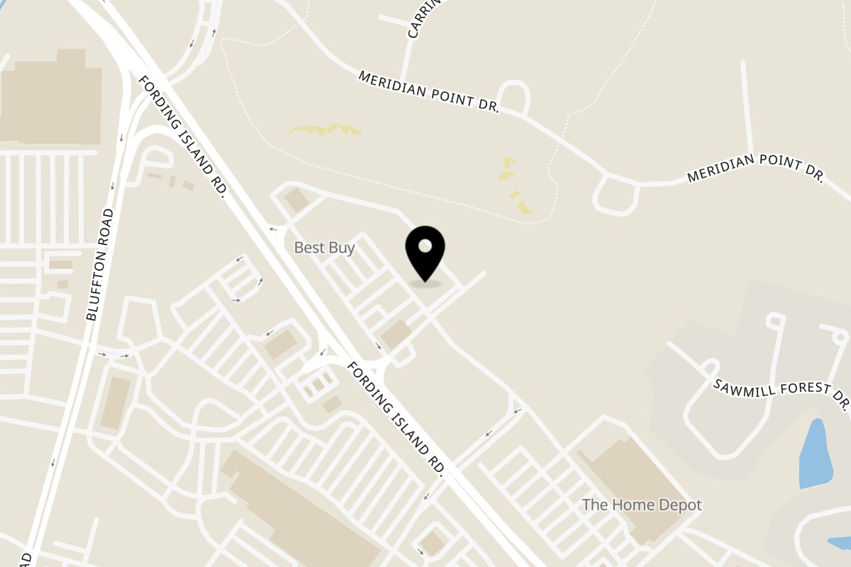 Map showing the location of Sakehouse Bluffton Japanese Steakhouse and Sushi Bar on 1017 Fording Island Rd F104 in Bluffton
